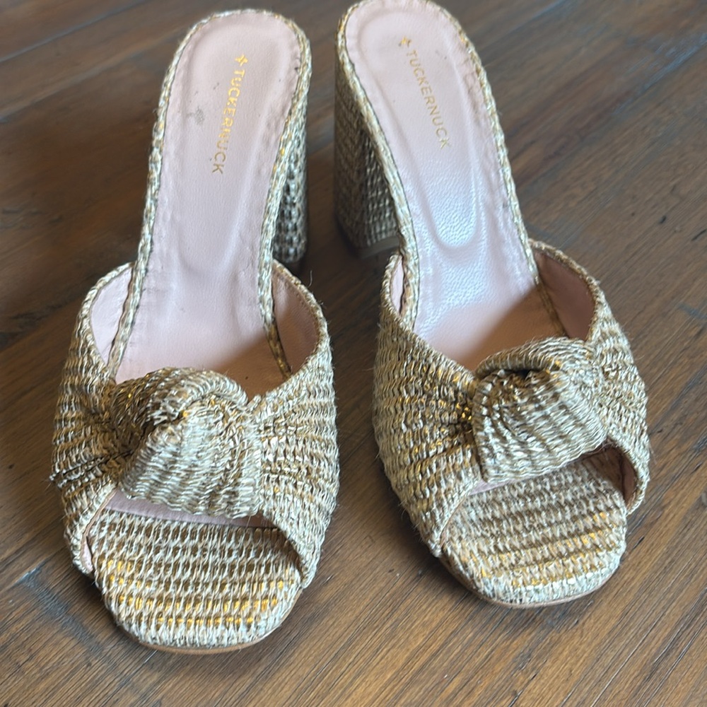 Tuckernuck gold raffia heels - Picture 5 of 7